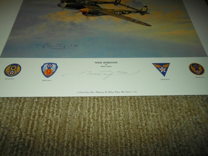 WW II USAAF Aircraft P-38 - " WIDE HORIZONS " - Robert Taylor Print - NICE! - Image 4