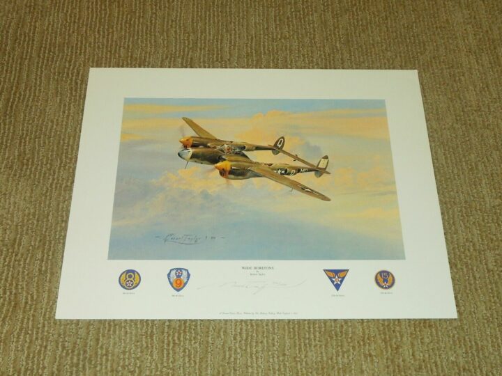 WW II USAAF Aircraft P-38 - " WIDE HORIZONS " - Robert Taylor Print - NICE!