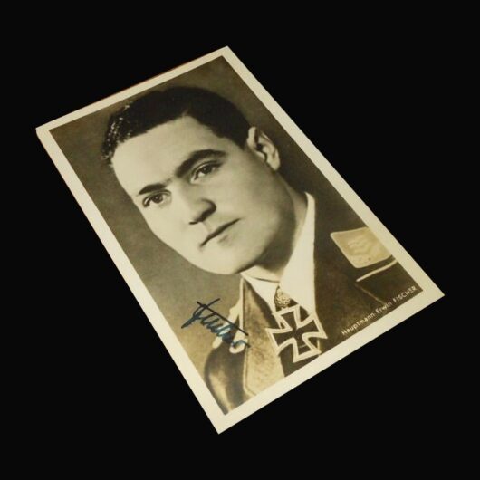WW2 German Luftwaffe Autograph - HAUPTMANN ERWIN FISCHER - WARTIME SIGNED!