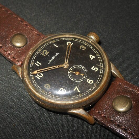 WW2 German Luftwaffe Dienstuhr - PERSONAL SERVICE WATCH - AESCHBACH - PUBLISHED!