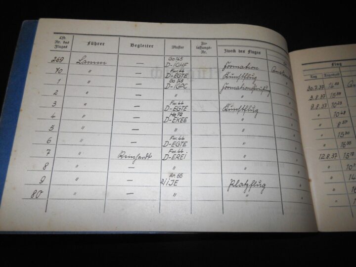 WW2 German Luftwaffe Flugbuch - FLIGHT LOG BOOK #2 - FLIGHT INSTRUCTOR - RARE! - Image 5