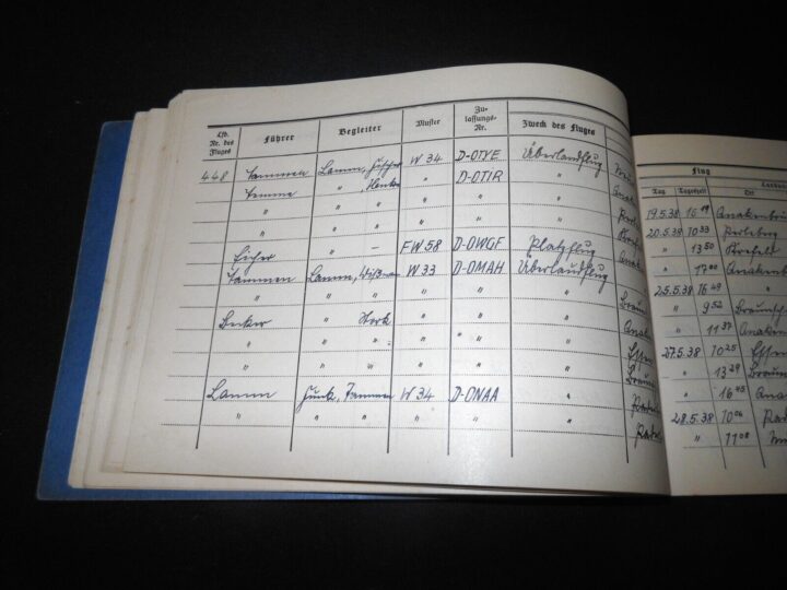 WW2 German Luftwaffe Flugbuch - FLIGHT LOG BOOK #2 - FLIGHT INSTRUCTOR - RARE! - Image 8