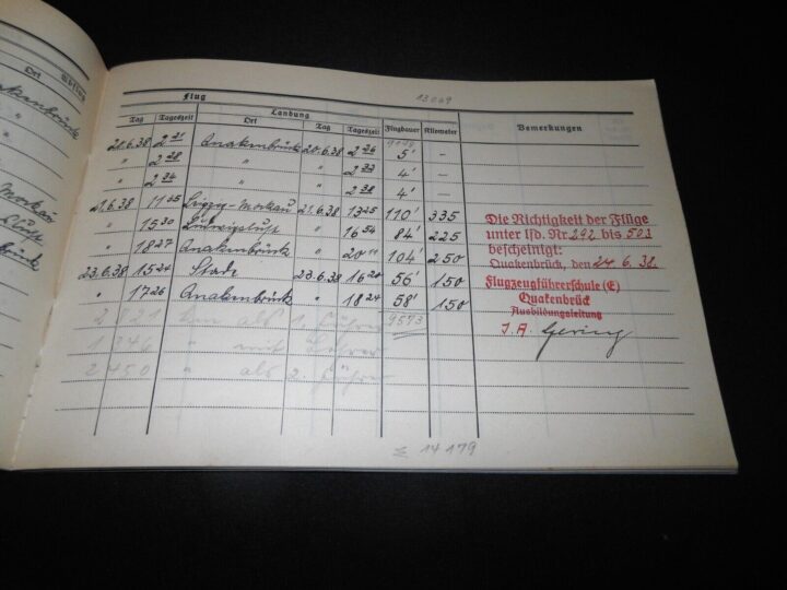 WW2 German Luftwaffe Flugbuch - FLIGHT LOG BOOK #2 - FLIGHT INSTRUCTOR - RARE! - Image 9