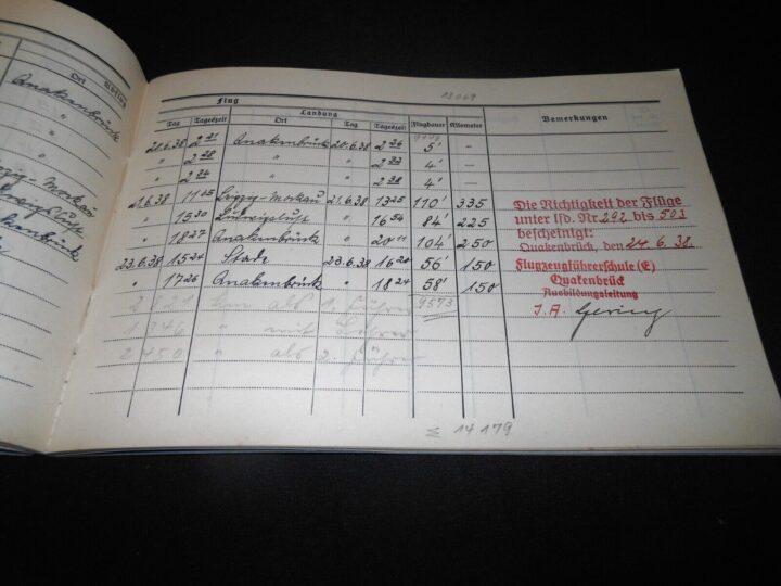 WW2 German Luftwaffe Flugbuch - FLIGHT LOG BOOK #2 - FLIGHT INSTRUCTOR - RARE! - Image 10