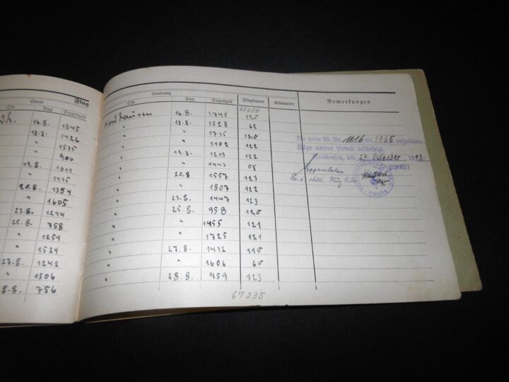 WW2 German Luftwaffe Flugbuch - FLIGHT LOG BOOK #4 - FLIGHT INSTRUCTOR - RARE! - Image 14