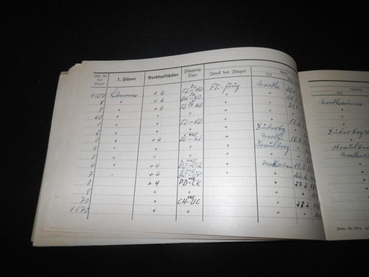 WW2 German Luftwaffe Flugbuch - FLIGHT LOG BOOK #4 - FLIGHT INSTRUCTOR - RARE! - Image 8