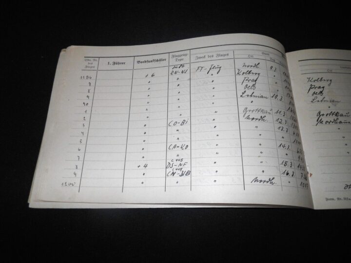 WW2 German Luftwaffe Flugbuch - FLIGHT LOG BOOK #4 - FLIGHT INSTRUCTOR - RARE! - Image 9