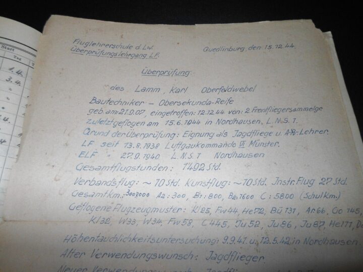 WW2 German Luftwaffe Flugbuch - FLIGHT LOG BOOK #5 - FLIGHT INSTRUCTOR - RARE! - Image 11