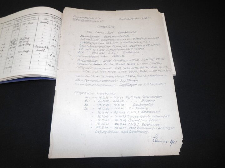 WW2 German Luftwaffe Flugbuch - FLIGHT LOG BOOK #5 - FLIGHT INSTRUCTOR - RARE! - Image 10