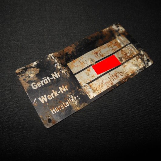 WW2 German Luftwaffe Typenschild - AIRCRAFT MAIN DATA PLATE - Ju88 G-1 - RARE