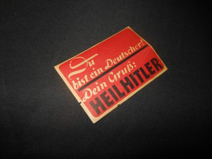 WW2 German Wehrmacht - PROPAGANDA STICKER / STAMP USED IN FRANCE - INTERESTING!