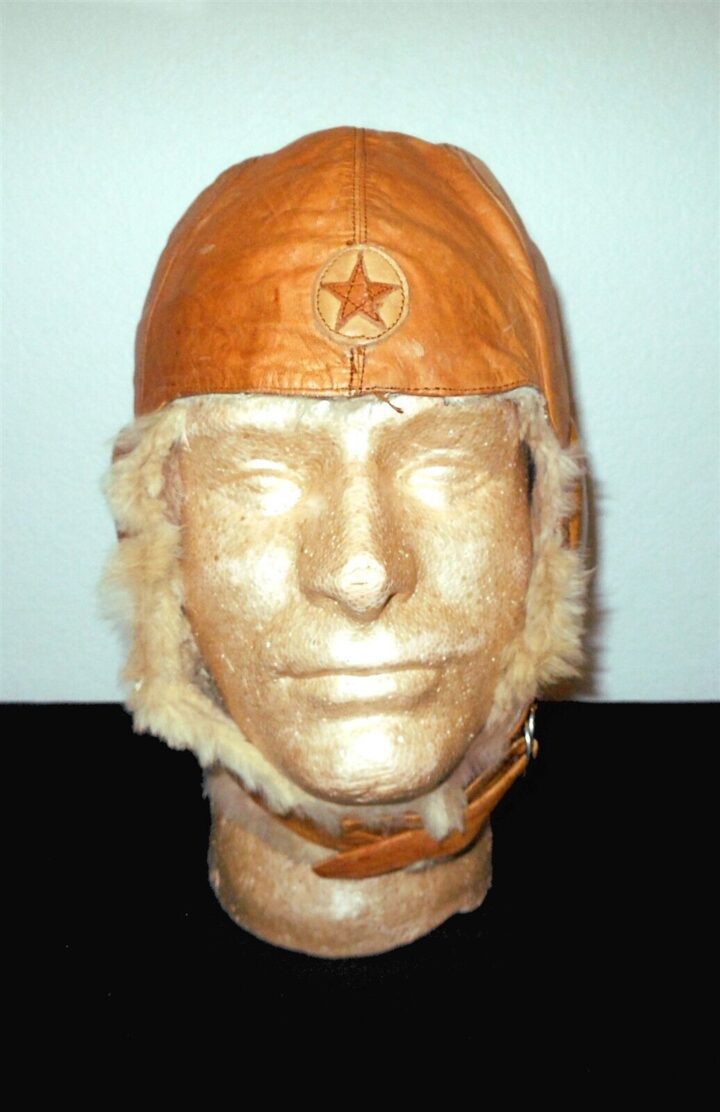 WW2 Imperial Japanese Army - WINTER LEATHER & FUR PILOT FLIGHT HELMET - NICE! - Image 3