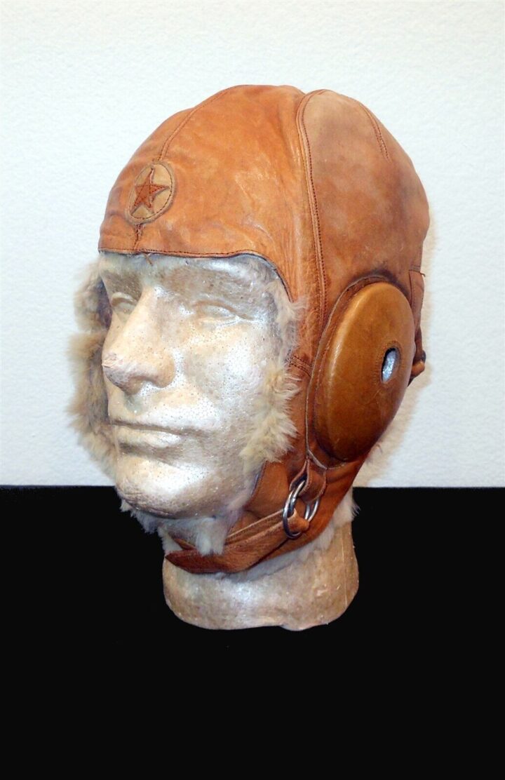 WW2 Imperial Japanese Army - WINTER LEATHER & FUR PILOT FLIGHT HELMET - NICE! - Image 4