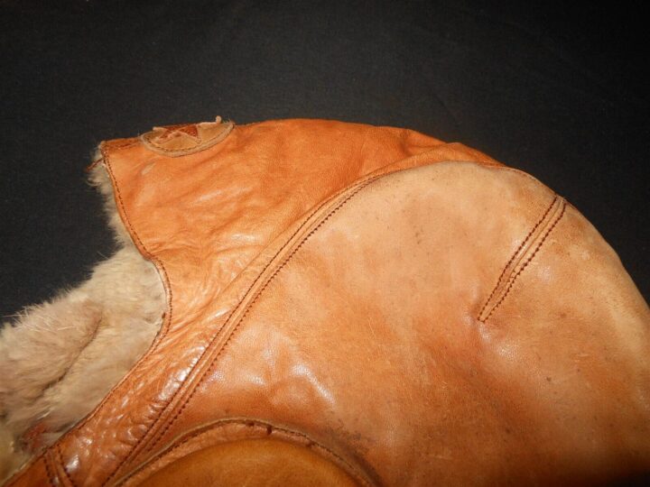 WW2 Imperial Japanese Army - WINTER LEATHER & FUR PILOT FLIGHT HELMET - NICE! - Image 9