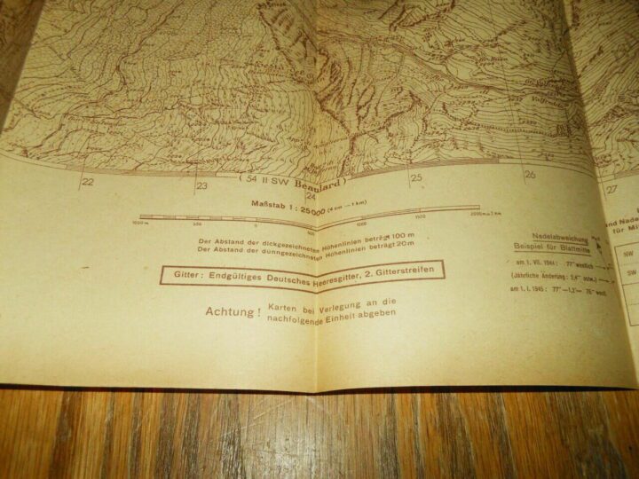 WW II German Army 1:25000 Landekarte - NAVIGATIONAL MAP - ITALY #2 - VERY NICE! - Image 6