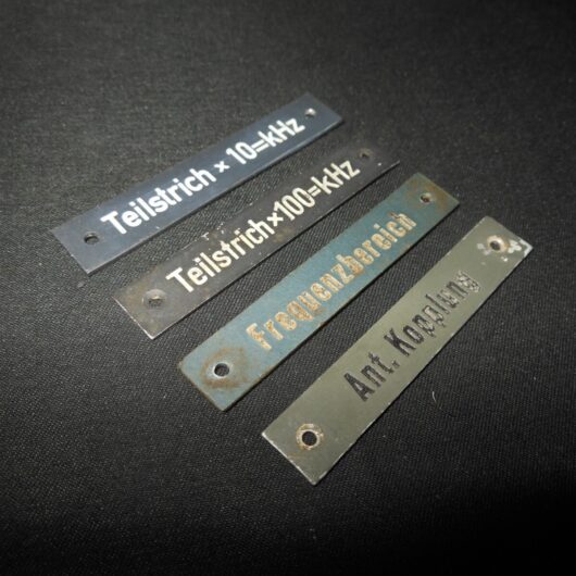 WW II German LW WH KM FuG Funkgerat - RADIO DATA PLATE SET #8 - TORN KW.E PANZER