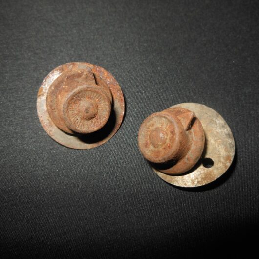 WW1 Imperial Prussian Army - PICKELHAUBE HELMET CHIN STRAP SIDE POST SET #2