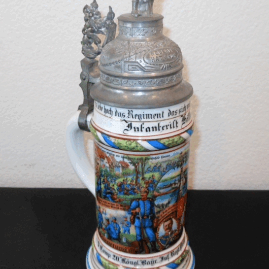 WW1 Imperial Prussian Army - REGIMENTAL STEIN - 3 COMP 20 KONGL BAYR. LINDAU