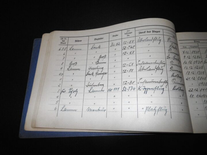 WW2 German Luftwaffe Flugbuch - FLIGHT LOG BOOK #3 - FLIGHT INSTRUCTOR - RARE! - Image 11