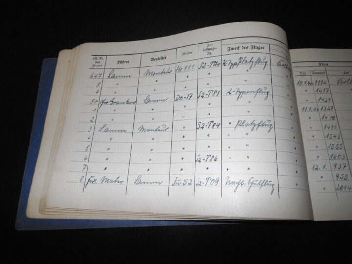 WW2 German Luftwaffe Flugbuch - FLIGHT LOG BOOK #3 - FLIGHT INSTRUCTOR - RARE! - Image 12