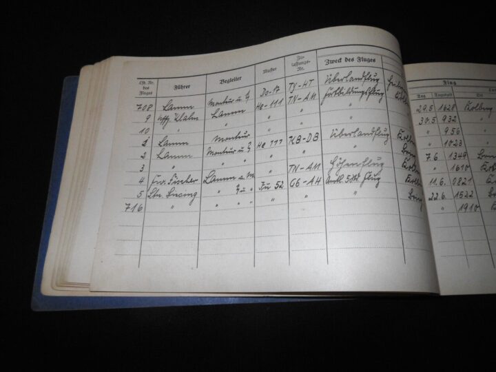 WW2 German Luftwaffe Flugbuch - FLIGHT LOG BOOK #3 - FLIGHT INSTRUCTOR - RARE! - Image 14