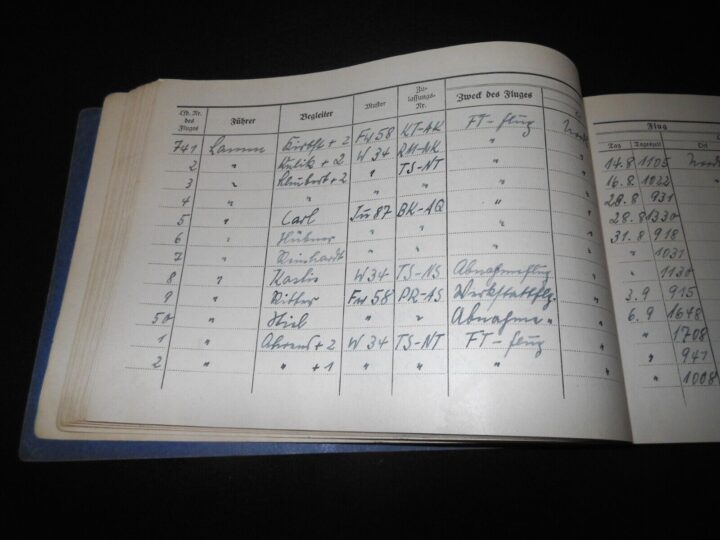 WW2 German Luftwaffe Flugbuch - FLIGHT LOG BOOK #3 - FLIGHT INSTRUCTOR - RARE! - Image 16