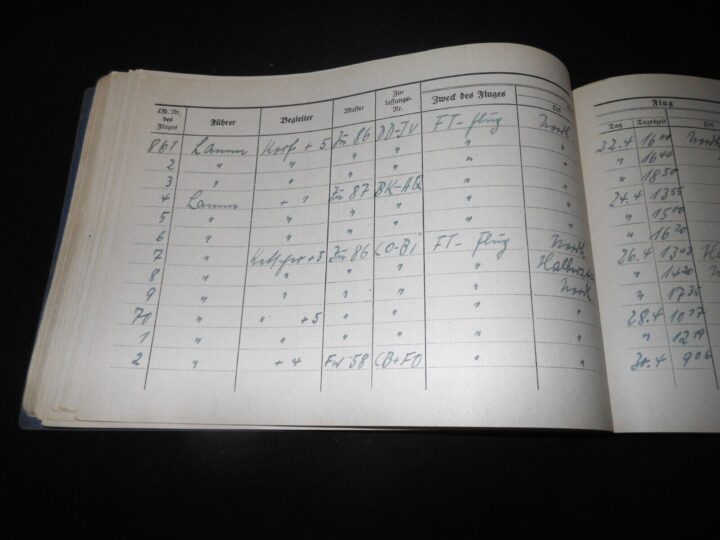 WW2 German Luftwaffe Flugbuch - FLIGHT LOG BOOK #3 - FLIGHT INSTRUCTOR - RARE! - Image 19