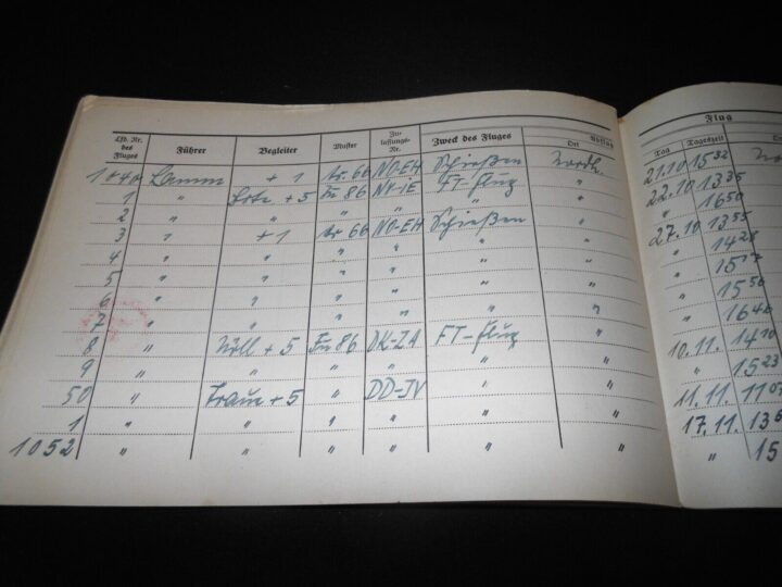 WW2 German Luftwaffe Flugbuch - FLIGHT LOG BOOK #3 - FLIGHT INSTRUCTOR - RARE! - Image 22