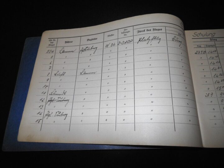 WW2 German Luftwaffe Flugbuch - FLIGHT LOG BOOK #3 - FLIGHT INSTRUCTOR - RARE! - Image 5