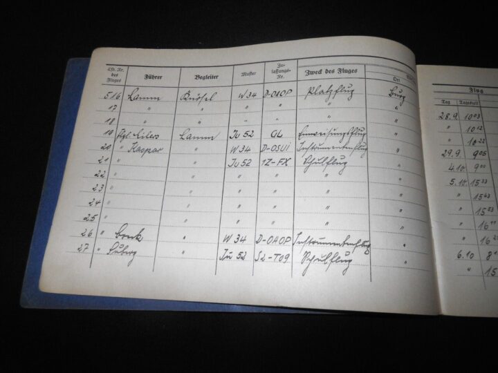 WW2 German Luftwaffe Flugbuch - FLIGHT LOG BOOK #3 - FLIGHT INSTRUCTOR - RARE! - Image 6