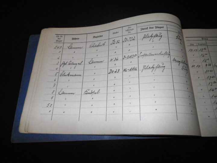 WW2 German Luftwaffe Flugbuch - FLIGHT LOG BOOK #3 - FLIGHT INSTRUCTOR - RARE! - Image 7