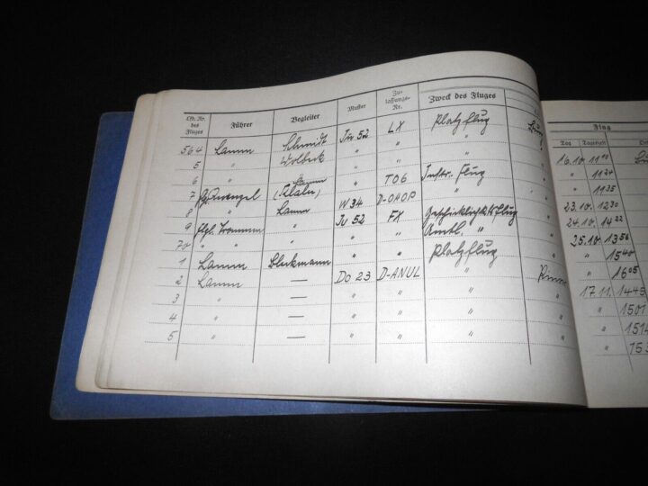 WW2 German Luftwaffe Flugbuch - FLIGHT LOG BOOK #3 - FLIGHT INSTRUCTOR - RARE! - Image 8