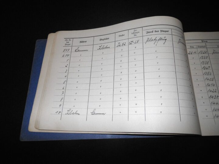 WW2 German Luftwaffe Flugbuch - FLIGHT LOG BOOK #3 - FLIGHT INSTRUCTOR - RARE! - Image 9