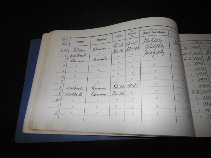 WW2 German Luftwaffe Flugbuch - FLIGHT LOG BOOK #3 - FLIGHT INSTRUCTOR - RARE! - Image 10