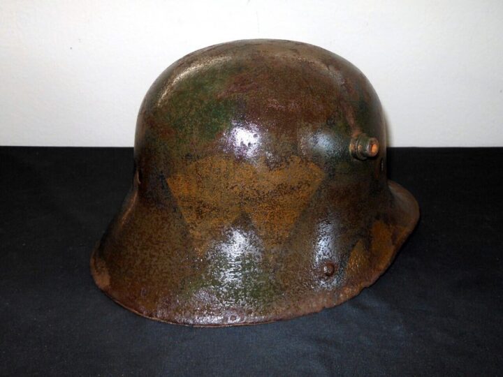 WW1 Imperial German Army - M1916 M1917 CAMOUFLAGED HELMET SHELL - VERY NICE! - Image 11