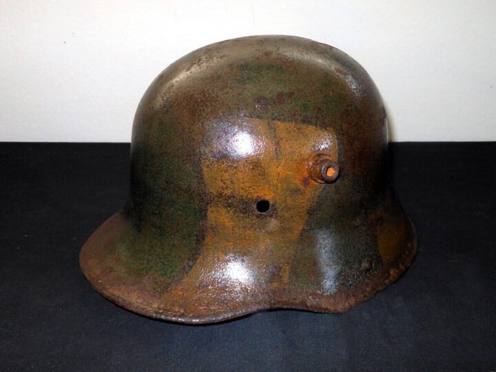 WW1 Imperial German Army - M1916 M1917 CAMOUFLAGED HELMET SHELL - VERY NICE! - Image 4