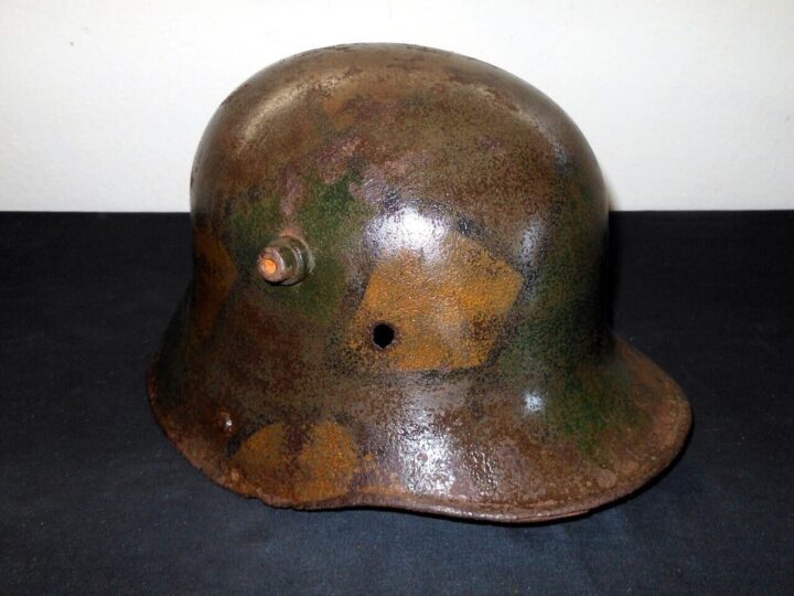 WW1 Imperial German Army - M1916 M1917 CAMOUFLAGED HELMET SHELL - VERY NICE! - Image 6