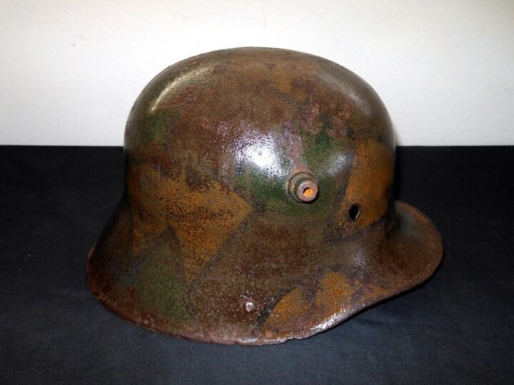 WW1 Imperial German Army - M1916 M1917 CAMOUFLAGED HELMET SHELL - VERY NICE! - Image 7