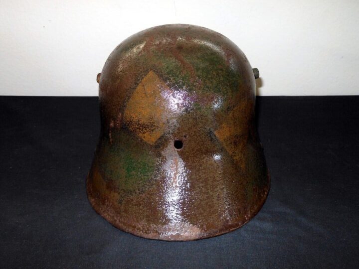 WW1 Imperial German Army - M1916 M1917 CAMOUFLAGED HELMET SHELL - VERY NICE! - Image 8