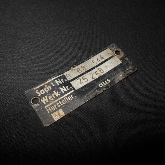 WW2 German Aircraft Typenschild - WING COMPONENT DATA PLATE - Ju88 A-G - NICE!