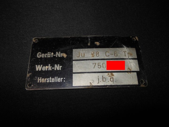 WW2 German Luftwaffe Typenschild - AIRCRAFT MAIN DATA PLATE - Ju88 C Trop - RARE - Image 3