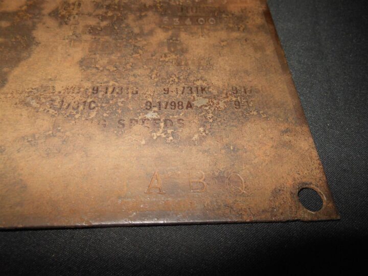 WW2 US Army Tank - M4A3 SHERMAN TANK MAIN DATA PLATE - 1944 - VERY NICE! - Image 6