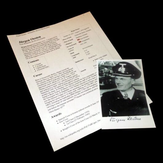 WW2 German Kriegsmarine Autographed Photo and Docs - JURGEN OESTEN - NICE!
