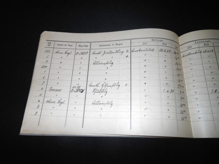 WW2 German Luftwaffe Flugbuch - FLIGHT LOG BOOK #1 - FLIGHT INSTRUCTOR - RARE! - Image 13