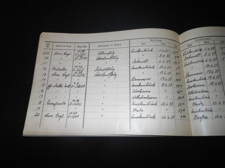 WW2 German Luftwaffe Flugbuch - FLIGHT LOG BOOK #1 - FLIGHT INSTRUCTOR - RARE! - Image 14