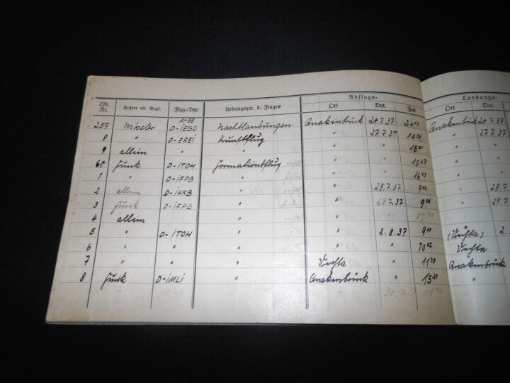 WW2 German Luftwaffe Flugbuch - FLIGHT LOG BOOK #1 - FLIGHT INSTRUCTOR - RARE! - Image 16