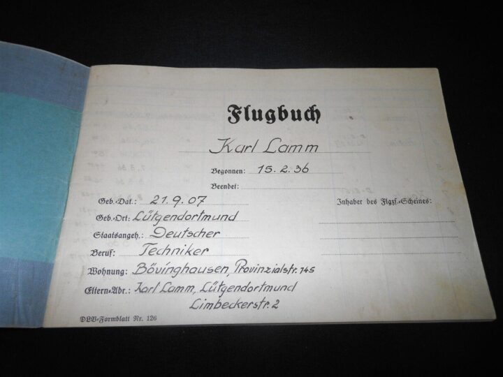 WW2 German Luftwaffe Flugbuch - FLIGHT LOG BOOK #1 - FLIGHT INSTRUCTOR - RARE! - Image 4