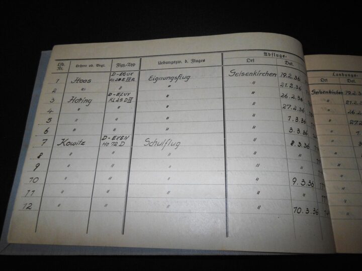 WW2 German Luftwaffe Flugbuch - FLIGHT LOG BOOK #1 - FLIGHT INSTRUCTOR - RARE! - Image 5