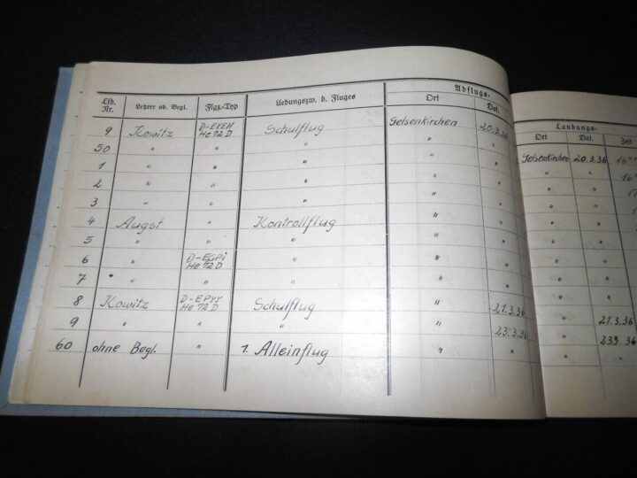 WW2 German Luftwaffe Flugbuch - FLIGHT LOG BOOK #1 - FLIGHT INSTRUCTOR - RARE! - Image 6