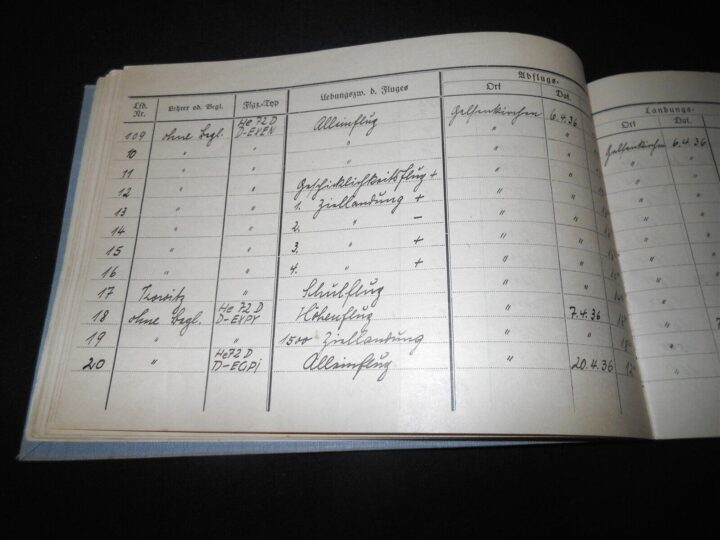 WW2 German Luftwaffe Flugbuch - FLIGHT LOG BOOK #1 - FLIGHT INSTRUCTOR - RARE! - Image 7